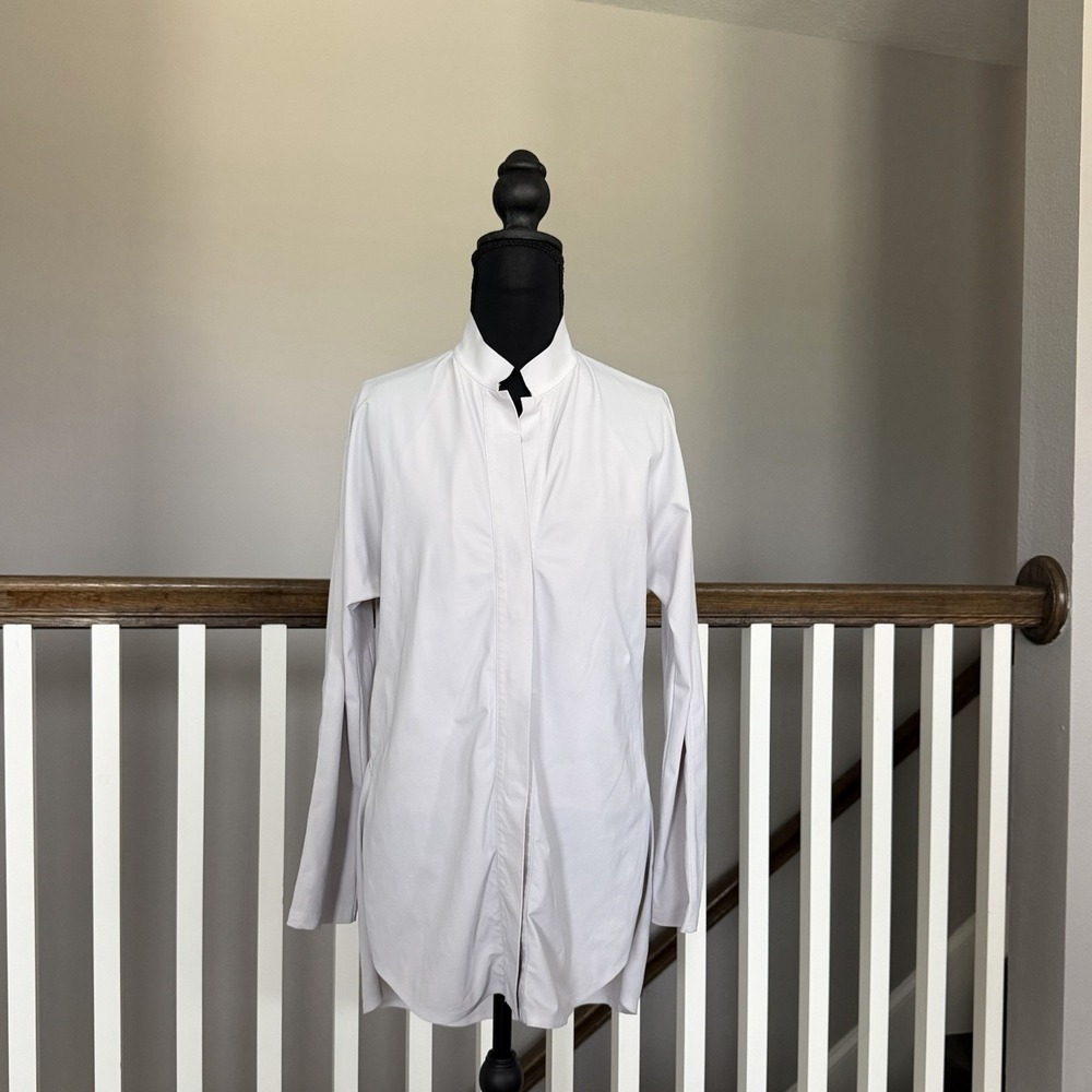 ADAY Something Borrowed Shirt Button Up Relaxed Boyfriend Grey Womens Small